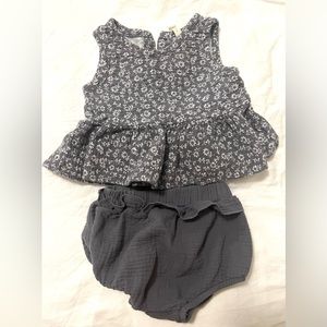 Rylee + Cru Gray Floral Kids Matching Set